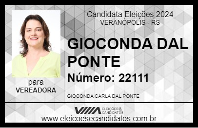 Candidato GIOCONDA DAL PONTE 2024 - VERANÓPOLIS - Eleições