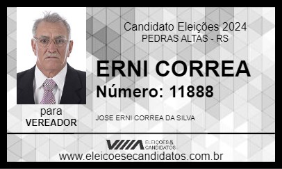 Candidato ERNI CORREA 2024 - PEDRAS ALTAS - Eleições