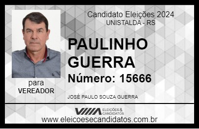 Candidato PAULINHO GUERRA 2024 - UNISTALDA - Eleições