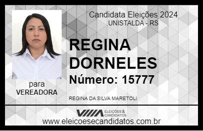 Candidato REGINA DORNELES 2024 - UNISTALDA - Eleições