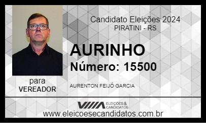 Candidato AURINHO 2024 - PIRATINI - Eleições