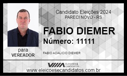 Candidato FABIO DIEMER 2024 - PARECI NOVO - Eleições