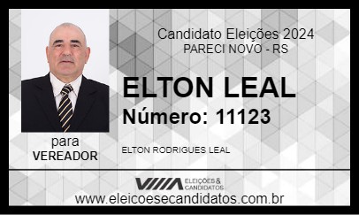 Candidato ELTON LEAL 2024 - PARECI NOVO - Eleições