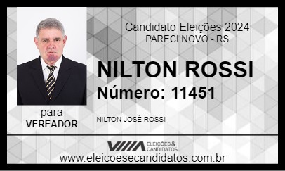 Candidato NILTON ROSSI 2024 - PARECI NOVO - Eleições