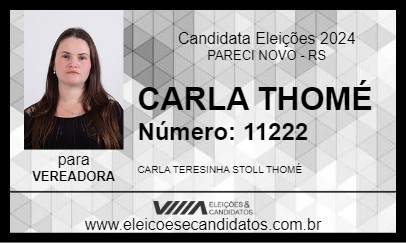 Candidato CARLA THOMÉ 2024 - PARECI NOVO - Eleições