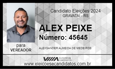 Candidato ALEX PEIXE 2024 - GRAVATAÍ - Eleições