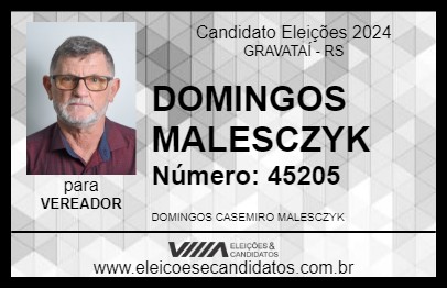 Candidato DOMINGOS MALESCZYK 2024 - GRAVATAÍ - Eleições