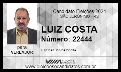 Candidato LUIZ COSTA 2024 - SÃO JERÔNIMO - Eleições