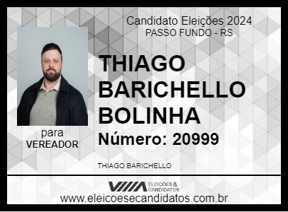 Candidato THIAGO BARICHELLO BOLINHA 2024 - PASSO FUNDO - Eleições