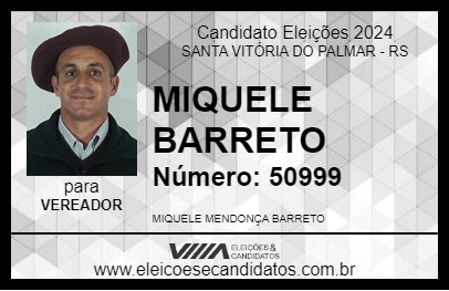 Candidato MIQUELE BARRETO 2024 - SANTA VITÓRIA DO PALMAR - Eleições