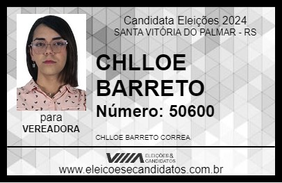 Candidato CHLLOE BARRETO 2024 - SANTA VITÓRIA DO PALMAR - Eleições