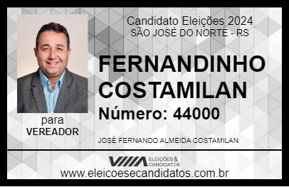 Candidato FERNANDINHO COSTAMILAN 2024 - SÃO JOSÉ DO NORTE - Eleições