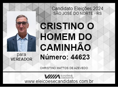 Candidato CRISTINO O HOMEM DO CAMINHÃO 2024 - SÃO JOSÉ DO NORTE - Eleições