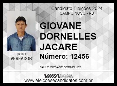 Candidato GIOVANE DORNELLES JACARE 2024 - CAMPO NOVO - Eleições