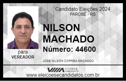 Candidato NILSON MACHADO 2024 - PAROBÉ - Eleições