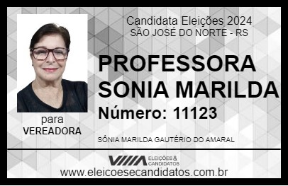 Candidato PROFESSORA SONIA MARILDA 2024 - SÃO JOSÉ DO NORTE - Eleições