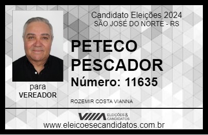 Candidato PETECO PESCADOR 2024 - SÃO JOSÉ DO NORTE - Eleições