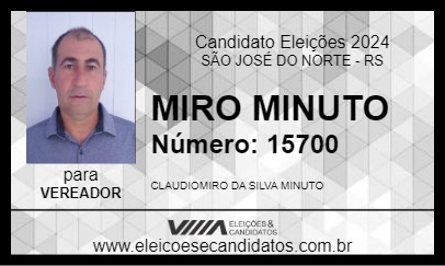 Candidato MIRO MINUTO 2024 - SÃO JOSÉ DO NORTE - Eleições