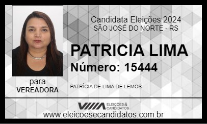 Candidato PATRICIA LIMA 2024 - SÃO JOSÉ DO NORTE - Eleições