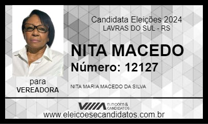 Candidato NITA MACEDO 2024 - LAVRAS DO SUL - Eleições