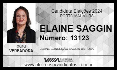 Candidato ELAINE SAGGIN 2024 - PORTO MAUÁ - Eleições