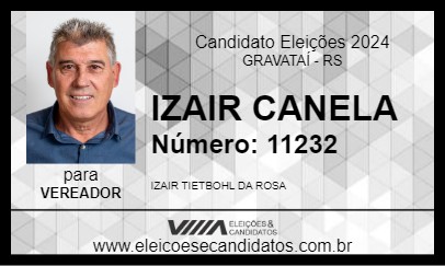 Candidato IZAIR CANELA 2024 - GRAVATAÍ - Eleições