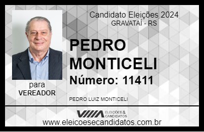 Candidato PEDRO MONTICELI 2024 - GRAVATAÍ - Eleições