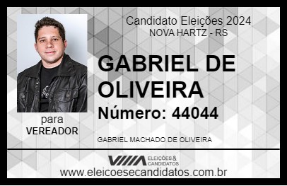 Candidato GABRIEL DE OLIVEIRA 2024 - NOVA HARTZ - Eleições