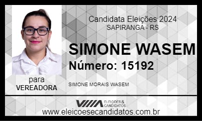 Candidato SIMONE WASEM 2024 - SAPIRANGA - Eleições