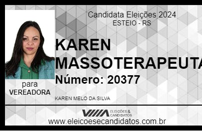 Candidato KAREN MASSOTERAPEUTA 2024 - ESTEIO - Eleições