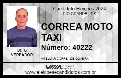 Candidato CORREA MOTO TAXI 2024 - RIO GRANDE - Eleições