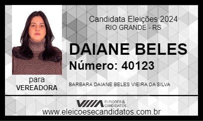 Candidato DAIANE BELES 2024 - RIO GRANDE - Eleições