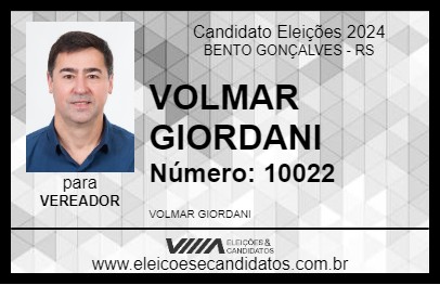 Candidato VOLMAR GIORDANI 2024 - BENTO GONÇALVES - Eleições