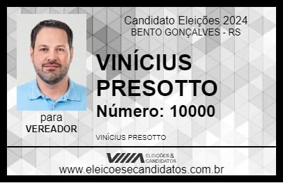 Candidato VINÍCIUS PRESOTTO 2024 - BENTO GONÇALVES - Eleições