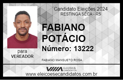 Candidato FABIANO POTÁCIO 2024 - RESTINGA SÊCA - Eleições