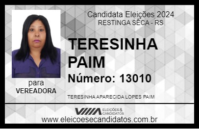 Candidato TERESINHA PAIM 2024 - RESTINGA SÊCA - Eleições