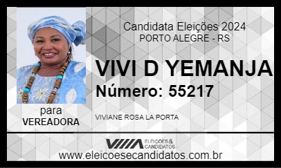 Candidato VIVI D YEMANJA 2024 - PORTO ALEGRE - Eleições