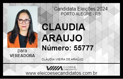 Candidato CLAUDIA ARAUJO 2024 - PORTO ALEGRE - Eleições