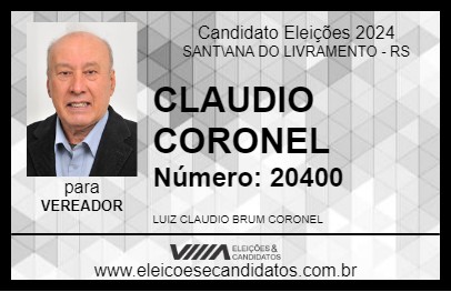 Candidato CLAUDIO CORONEL 2024 - SANT\ANA DO LIVRAMENTO - Eleições