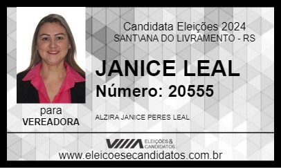 Candidato JANICE LEAL 2024 - SANT\ANA DO LIVRAMENTO - Eleições