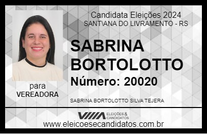 Candidato SABRINA BORTOLOTTO 2024 - SANT\ANA DO LIVRAMENTO - Eleições