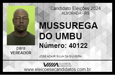 Candidato MUSSUREGA DO UMBU 2024 - ALVORADA - Eleições