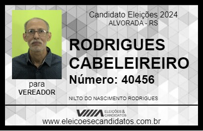 Candidato RODRIGUES CABELEIREIRO 2024 - ALVORADA - Eleições