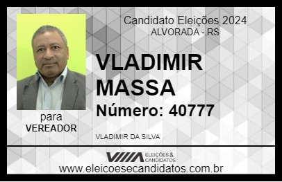 Candidato VLADIMIR MASSA 2024 - ALVORADA - Eleições