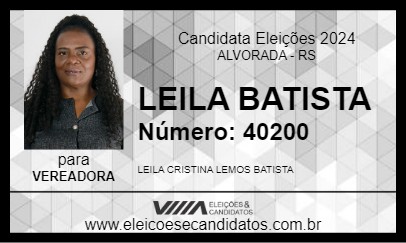 Candidato LEILA BATISTA 2024 - ALVORADA - Eleições