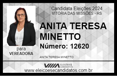 Candidato ANITA  TERESA MINETTO 2024 - VITÓRIA DAS MISSÕES - Eleições