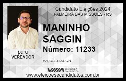 Candidato MANINHO SAGGIN 2024 - PALMEIRA DAS MISSÕES - Eleições