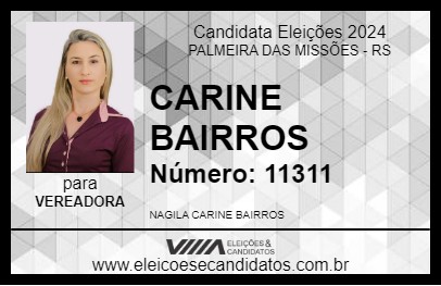 Candidato CARINE BAIRROS 2024 - PALMEIRA DAS MISSÕES - Eleições