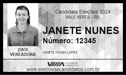 Candidato JANETE NUNES 2024 - VALE VERDE - Eleições