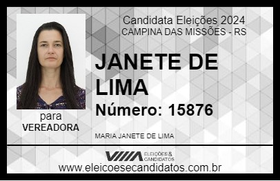 Candidato JANETE DE LIMA 2024 - CAMPINA DAS MISSÕES - Eleições